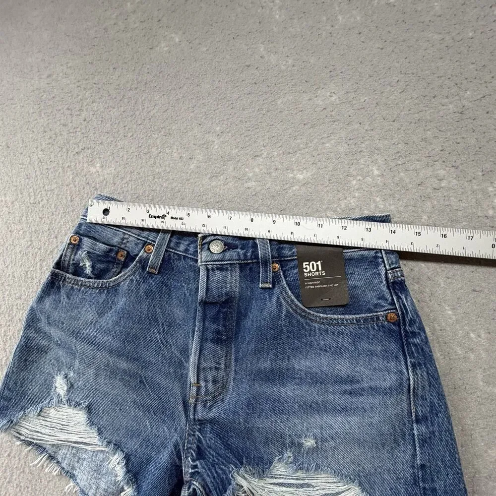 Levi's Shorts Women's Size 28 501 Premium High-Rise Jean Shorts Denim Distressed